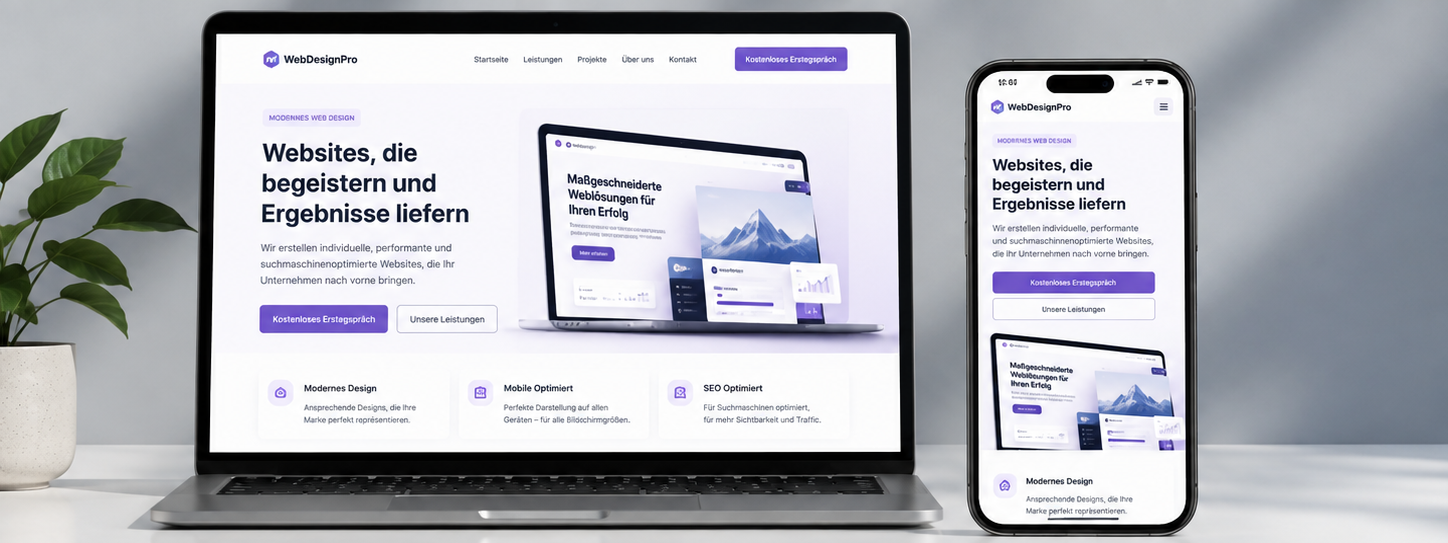 Responsive Website auf Laptop und Smartphone dargestellt
